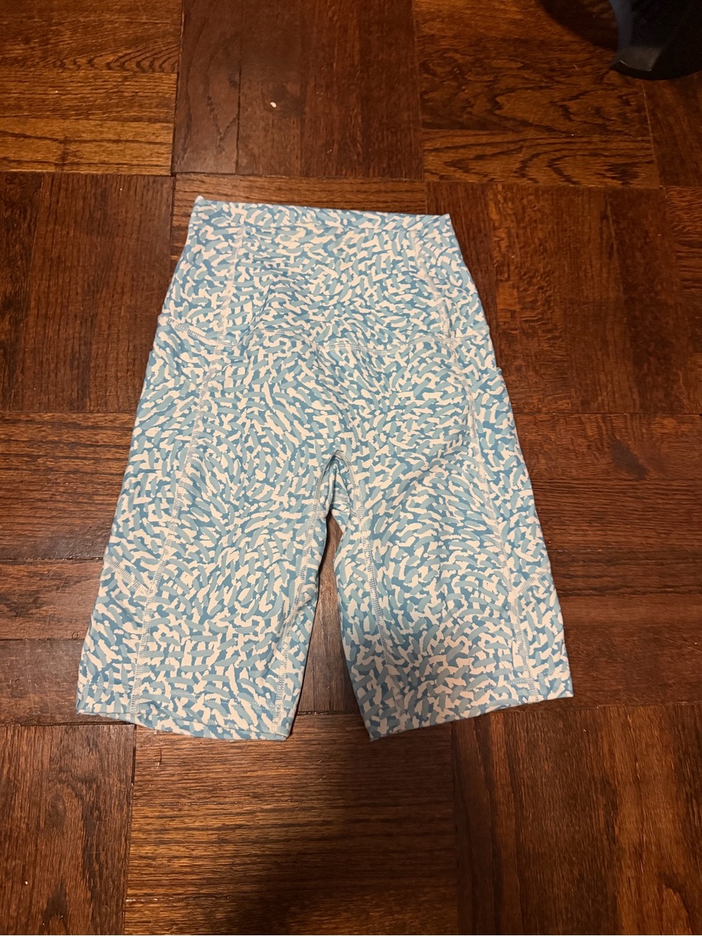 Born Primitive Light Blue & White Abstract Print Bike Shorts